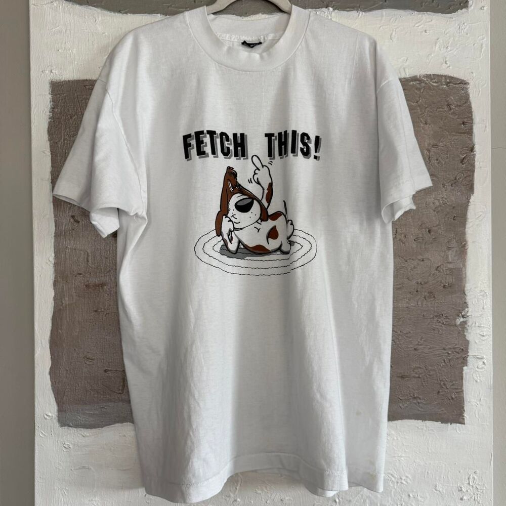 Screen-stars Vintage 90s dog graphic t-shirt  "FETCH THIS"